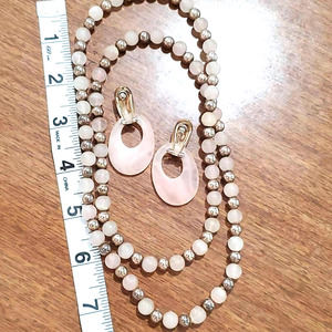 Vintage Pale Pink and silver jewelry set